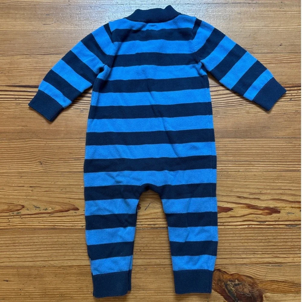Baby‎ Gap Romper Baby Blue Striped Knit Henley Jumpsuit SIZE 18-24 Months